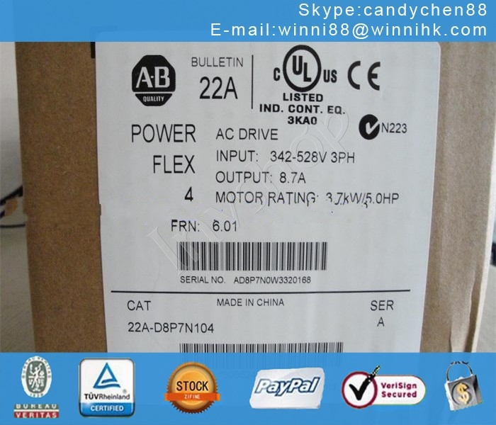 IN BOX Bradley AB AC Drive Allen 22A-D8P7N104 NEW PowerFlex4 60 days warranty60 days warranty