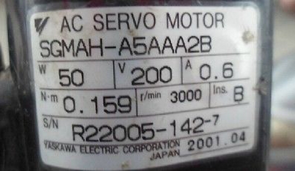 Used Yaskawa AC Servo Motor SGMAH-A5AAA2B Tested