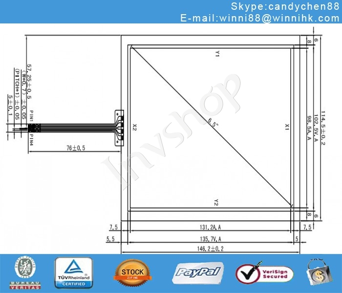 NEW TTW4065031 6.5''Display glass For Touch Screen