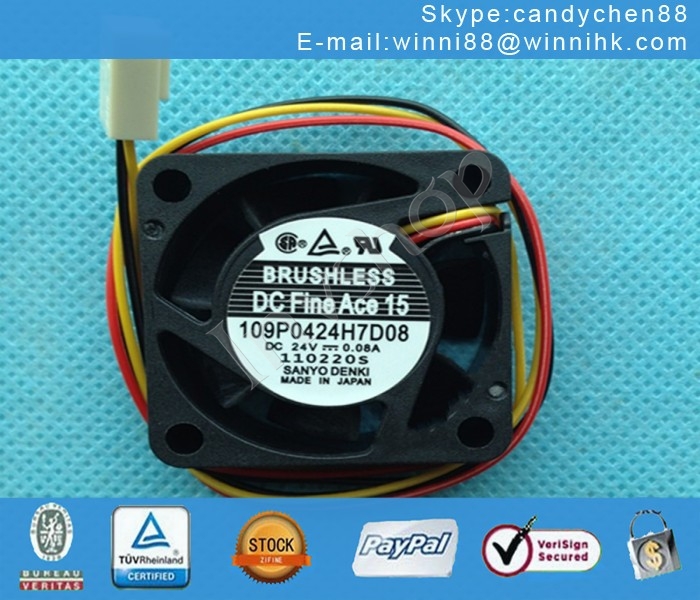 3Pin 00KP2 For SANYO 109P0424H7D08 NEW fan 24V 0.08A 40*40*15MM Original