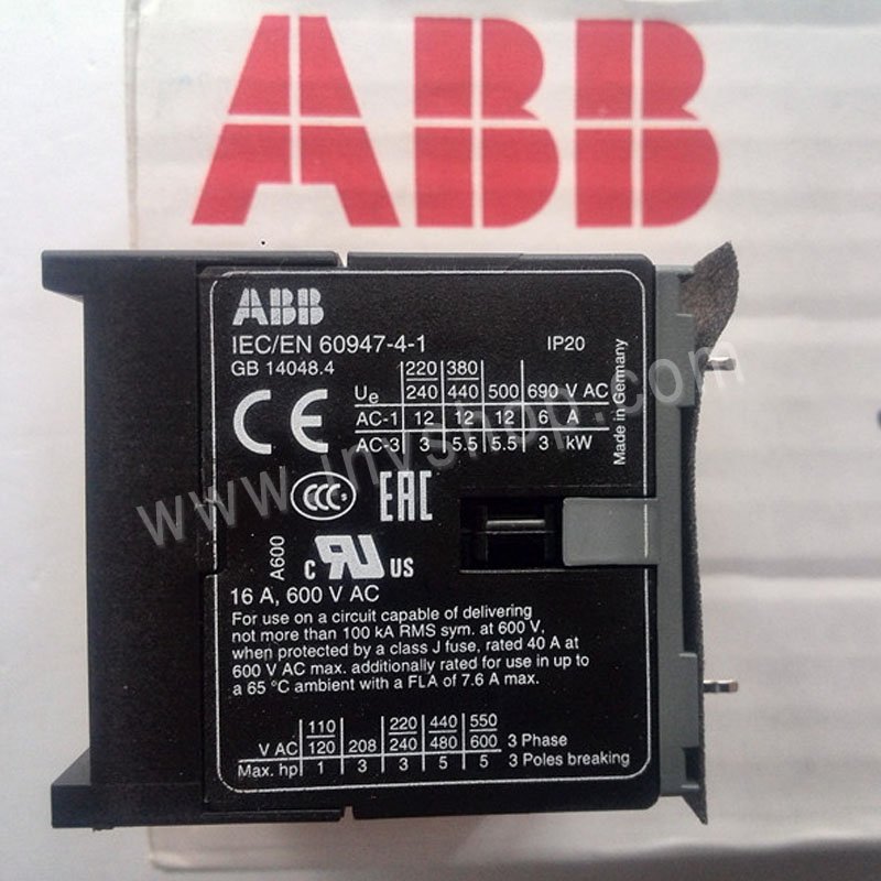 ABB Contactor IEC/EN 60947-4-1 24V 16A 600VAC(wide foot)