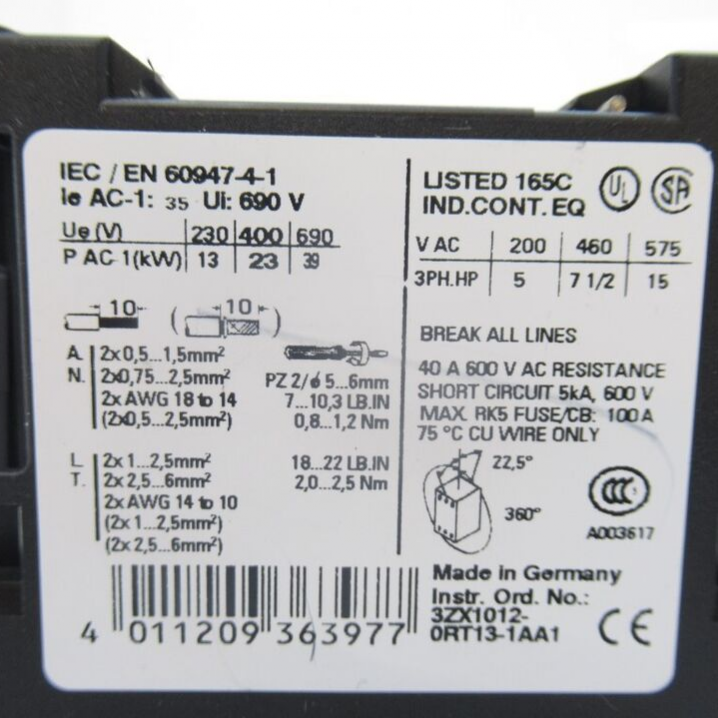 IEC/EN 60947-4-1 6094741 contactor