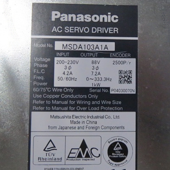 Panasonic MSDA103A1A servo driver