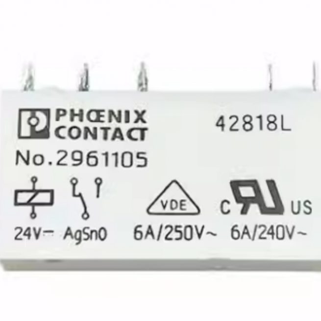 No.2961105 24Vdc 1 PDT 6A PHCENIX relay
