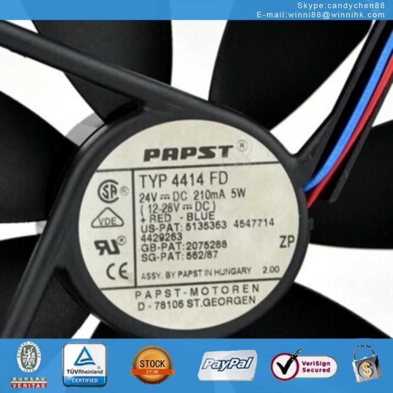 new PAPST fan 120*120*25mm 2Pin 24V 5W