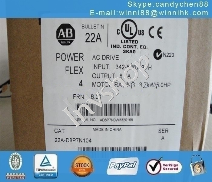 IN BOX Bradley AB AC Drive Allen 22A-D8P7N104 NEW PowerFlex4 60 days warranty60 days warranty