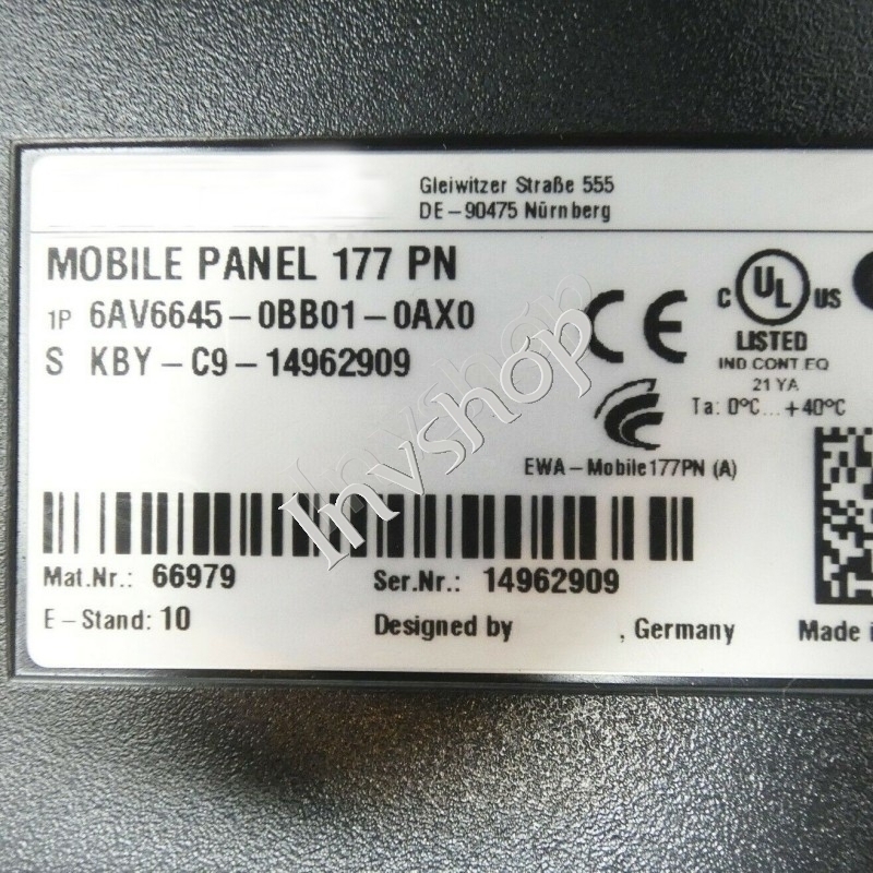 6AV6645-0BB01-0AX0 Siemens LCD SCCREEN FOR MOBILE PANEL 177 PN